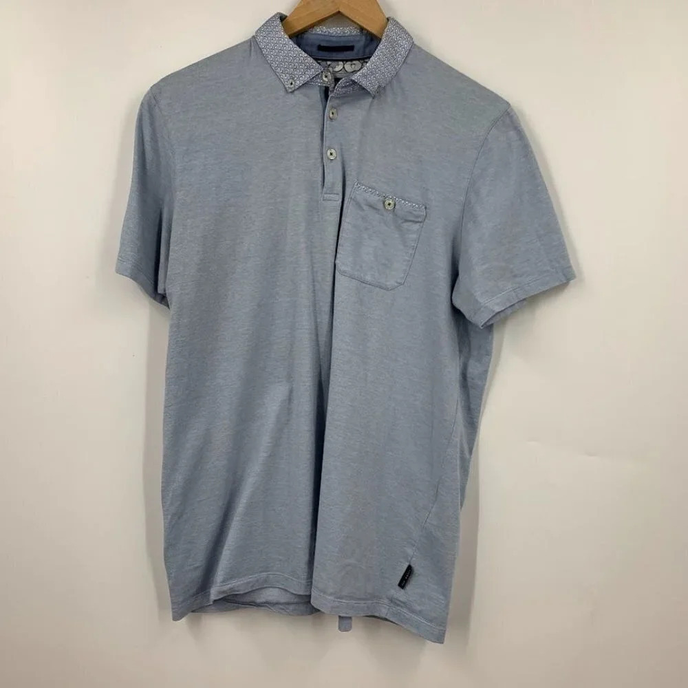 Ted Baker Women's Striped Ribstart Contrast Collar‎ Short Sleeve Polo Shirt Sz 4